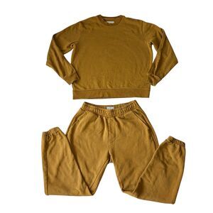 Everlane Sweatshirt & Jogger 2pc Set Mustard Lounge Organic Cotton Leisure Small